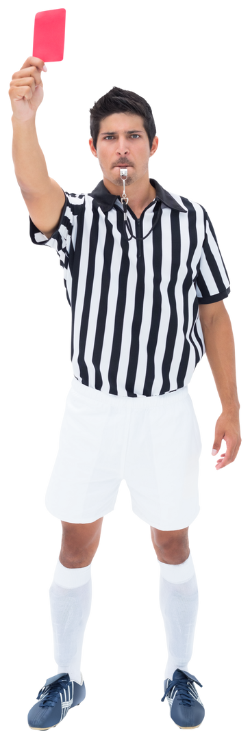 Transparent background referee showing red card in full length view - Download Free Stock Images Pikwizard.com