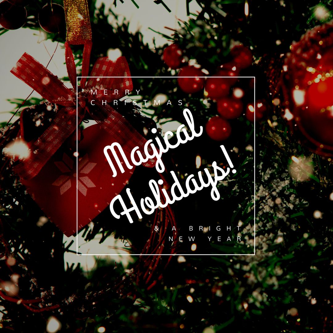 Festive Christmas Greeting with Decorations and Snow Effects