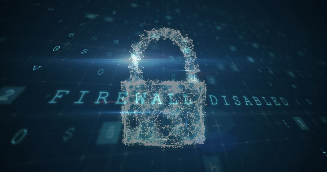 Digital Security Concept with Firewall Disabled Notification