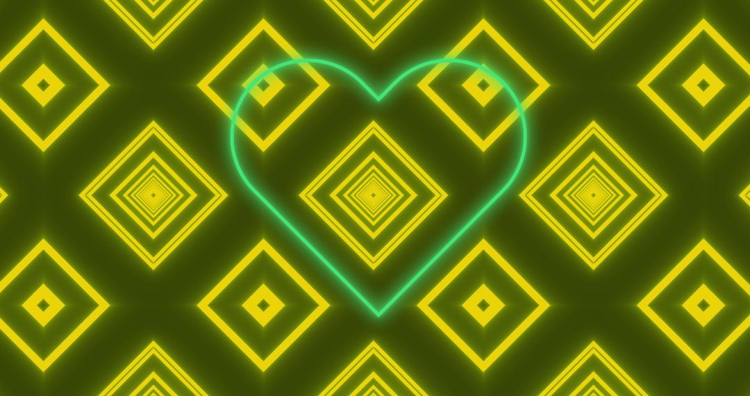 Neon Heart Overlay with Abstract Moving Geometric Background