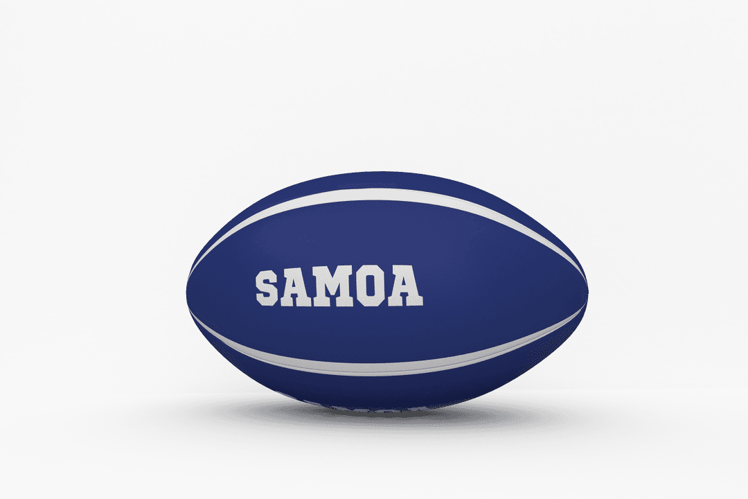Blue Rugby Ball with Samoa Text on Transparent Background for Sports Themes