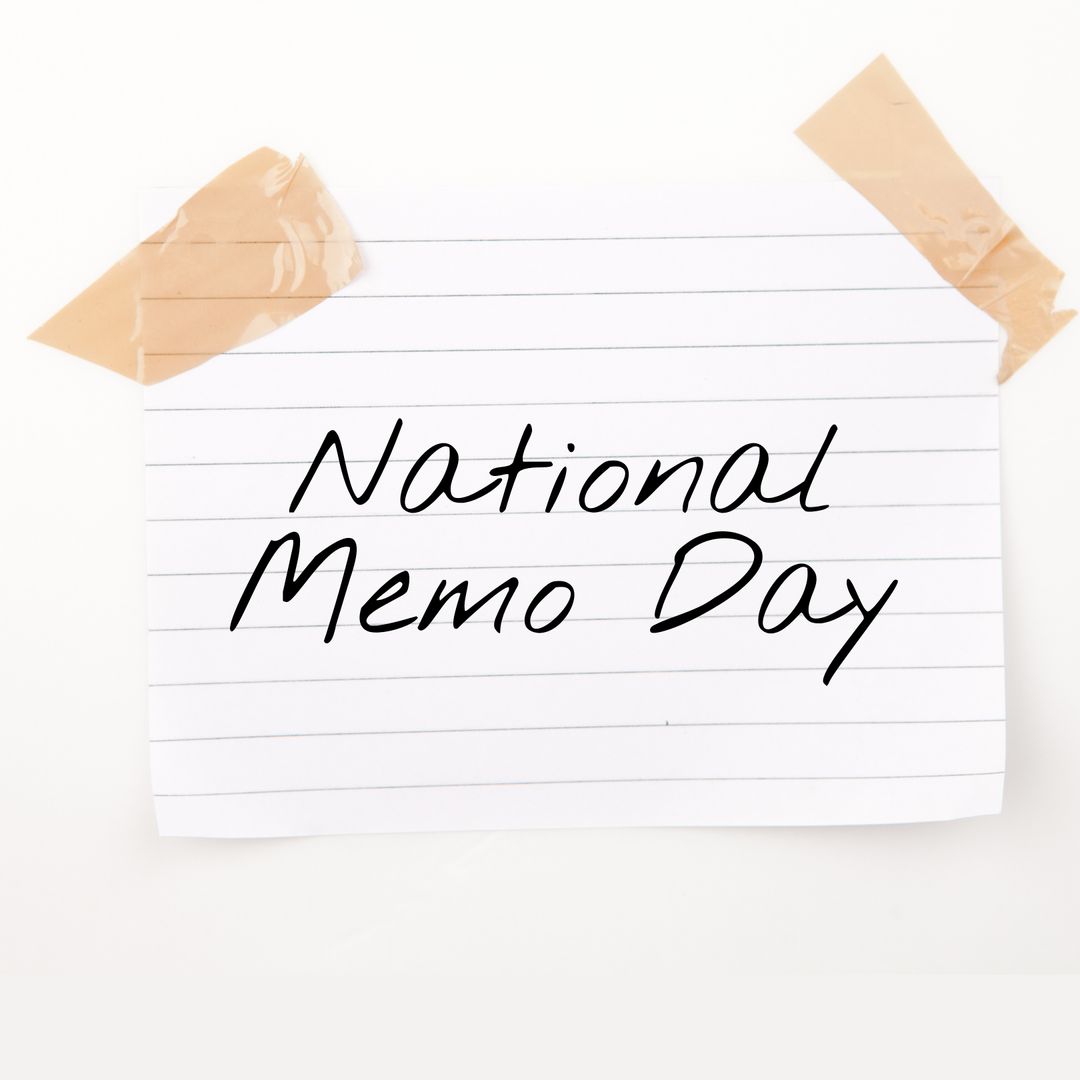 National Memo Day Note on Wall with Adhesive Tape