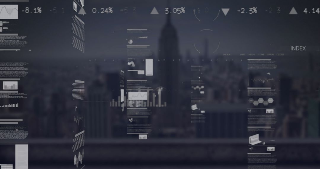 Digital Data Interface Over Cityscape Visualization Concept