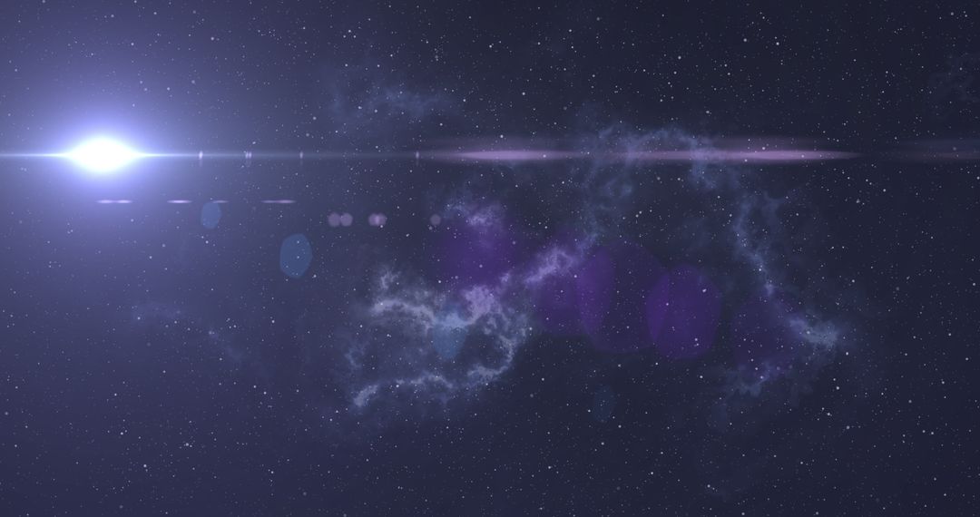 Glowing Light and Mysterious Cosmic Clouds in Starry Night Sky