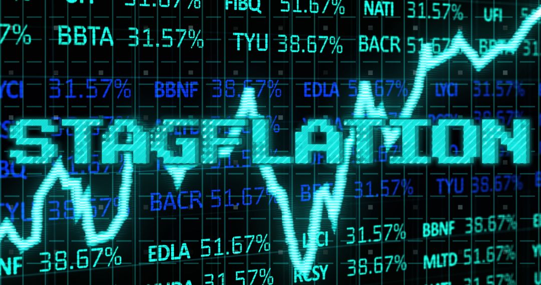 Stagflation Concept with Digital Stock Chart Display