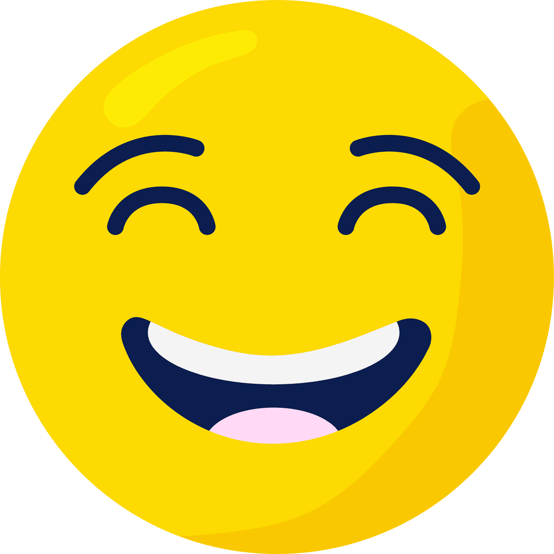 Large Glossy Smiling Face Emoji with Transparent Background