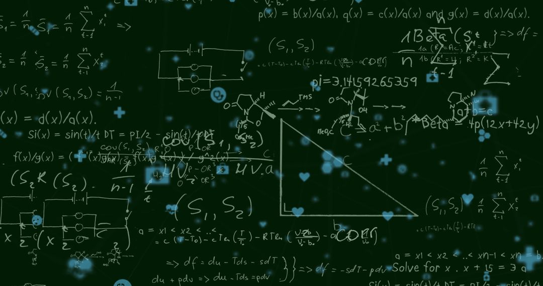 Digital Overlay on Mathematical Formulas Illustrating Global Networks