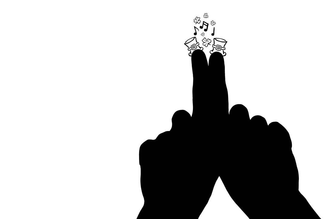 Silhouette of Hands Touching Fedora with Transparent Background