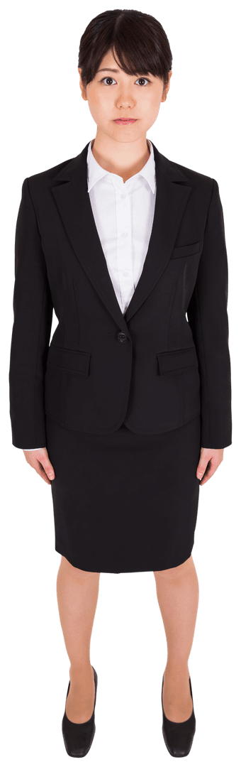 Serious Asian Businesswoman on Transparent Background in Formal Attire