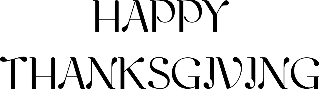 Happy thanksgiving text with elegant script on transparent background