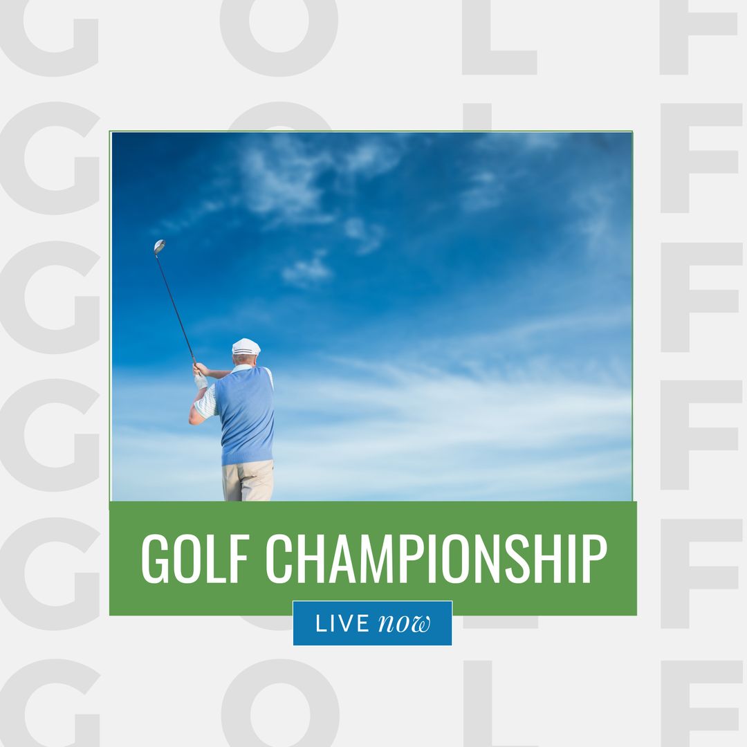 Caucasian Golfer at Golf Championship Live Now Promotion - Download Free Stock Templates Pikwizard.com