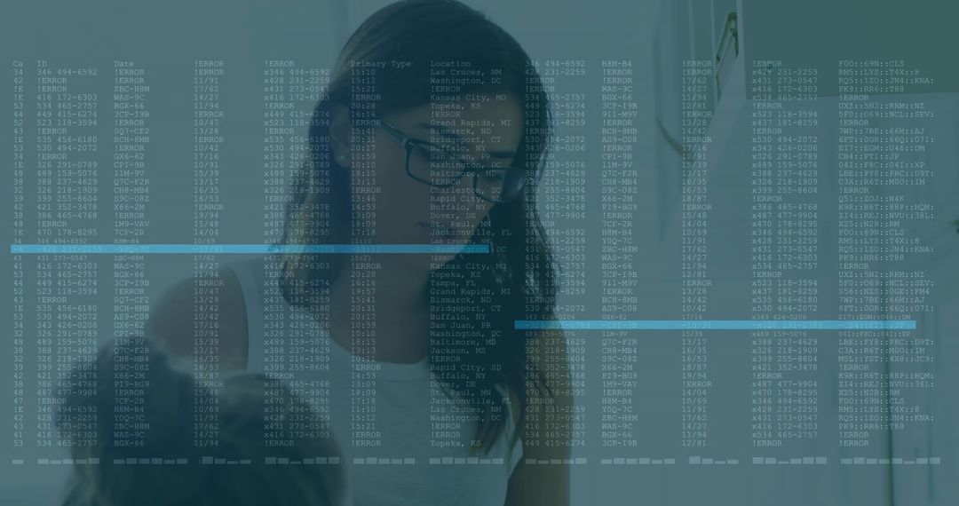 Woman Reviewing Data Visualization Overlay While Collaborating with Team Using Sticky Notes