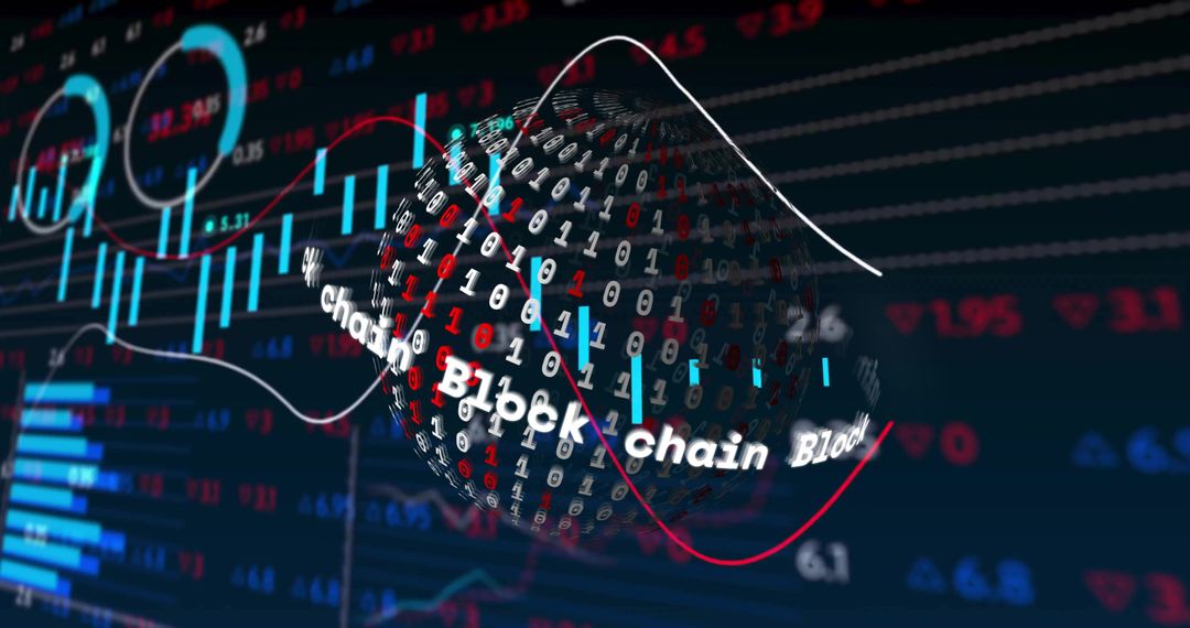 3D Binary Sphere with Blockchain and Financial Charts