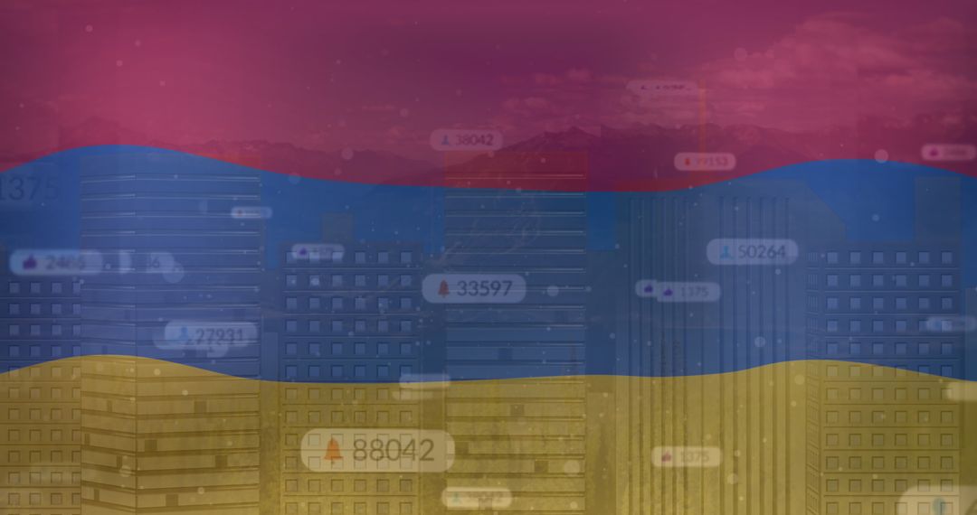 Notification Overload with Armenian Flag on Urban Landscape