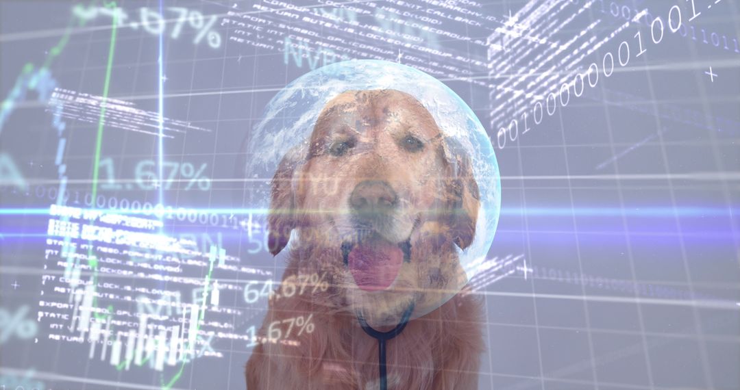 Conceptual AI Dog Globe with Data Interface