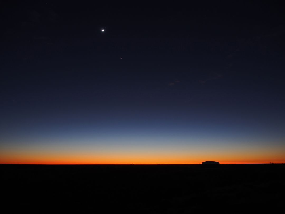 Mystical Desert Sunrise with a Crescent Moon and Star - Free Images, Stock Photos and Pictures on Pikwizard.com