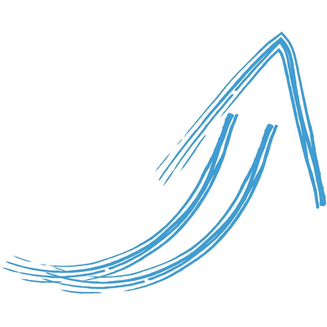 Abstract Blue Curved Arrow Illustration on Transparent Background