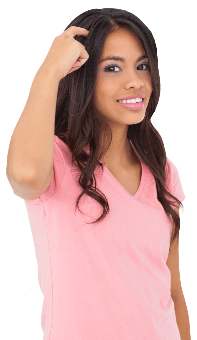 Happy Biracial Woman Smiling on Transparent Background
