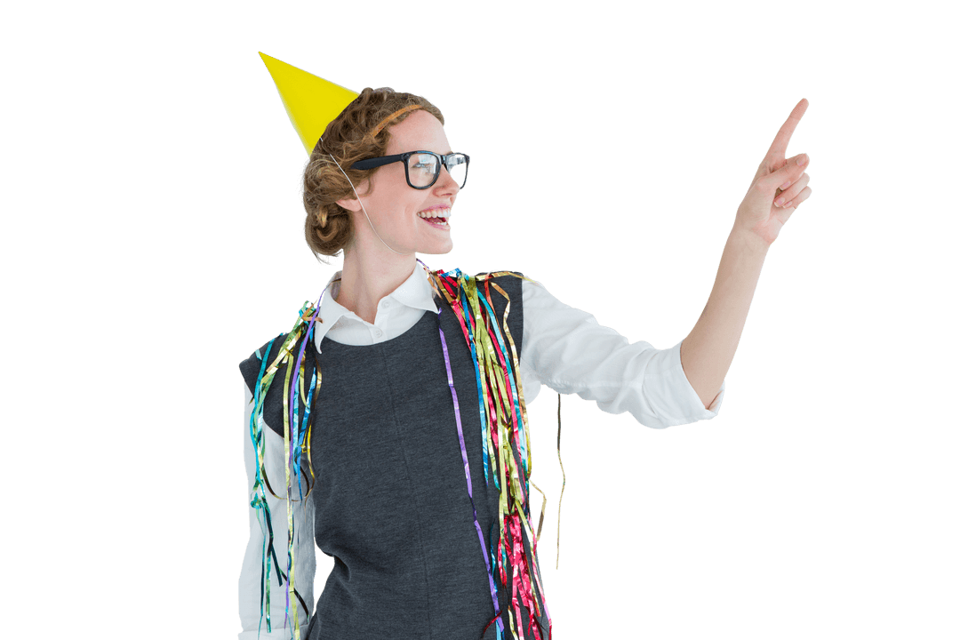 Geeky Hipster Celebrating with Transparent Effect