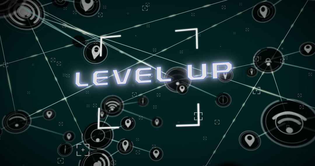 Level Up Concept with Global Network Connections on Dark Background