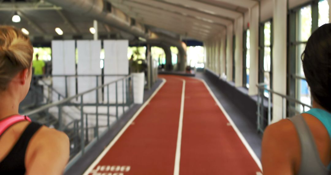 Women Running on Indoor Track in Fitness Center - Free Images, Stock Photos and Pictures on Pikwizard.com