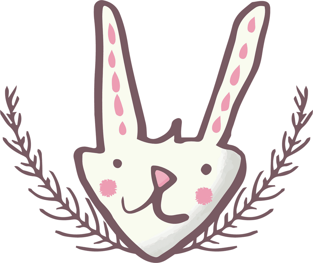 Transparent Vector Bunny Illustration with Floral Elements