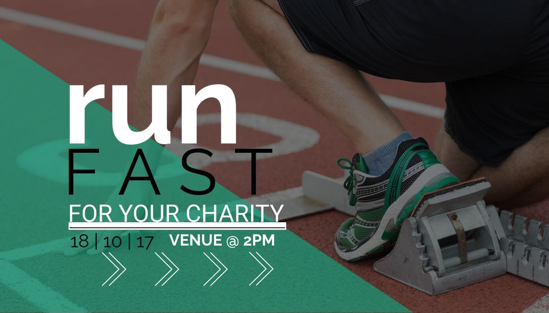 Charity Run Event Promotion with a Sprinter on Starting Blocks