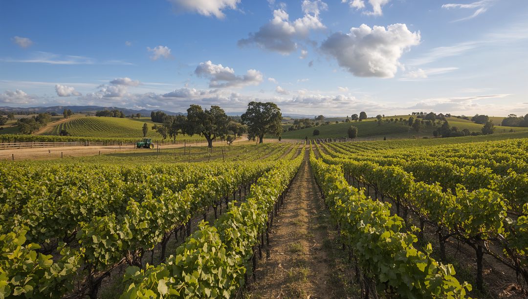 Vast Vineyard Landscape with Clouds and Greenery