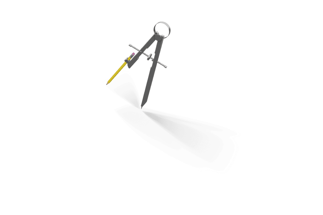 Transparent Digital Compass Illustration with Pencil for Mathematics