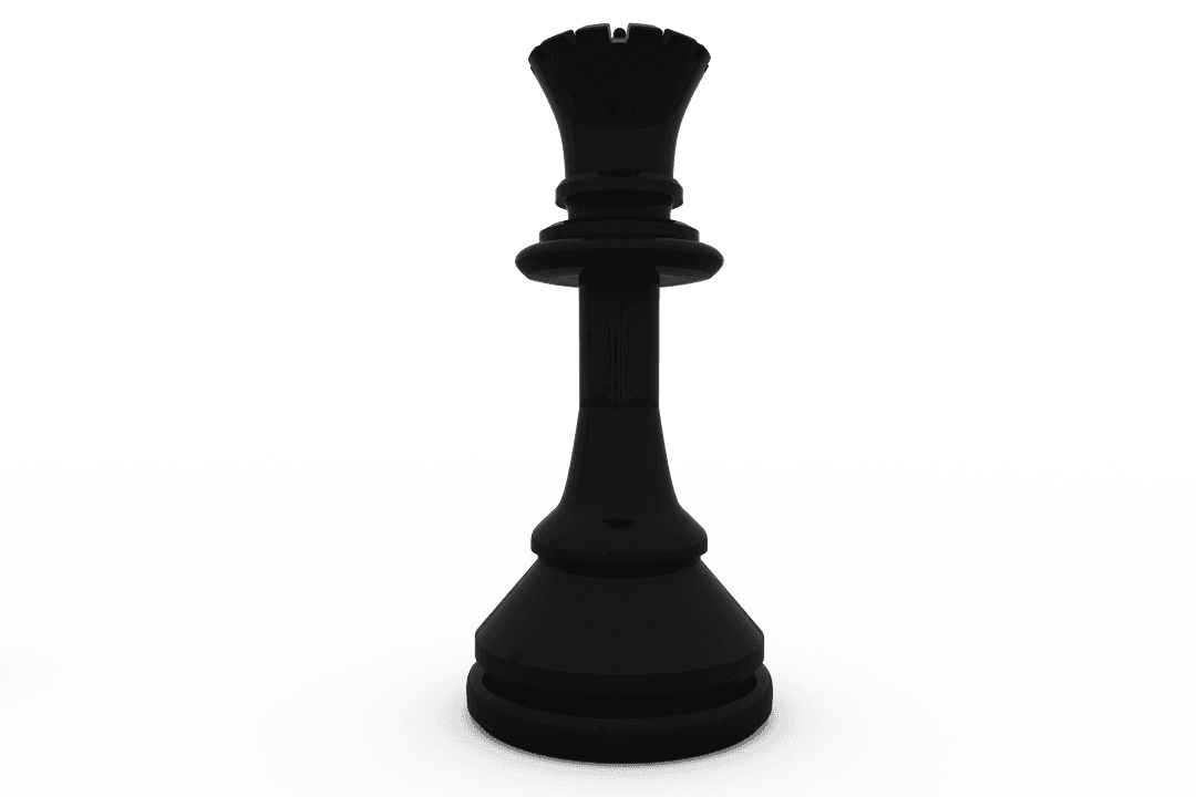 3D Chess Queen on Transparent Background