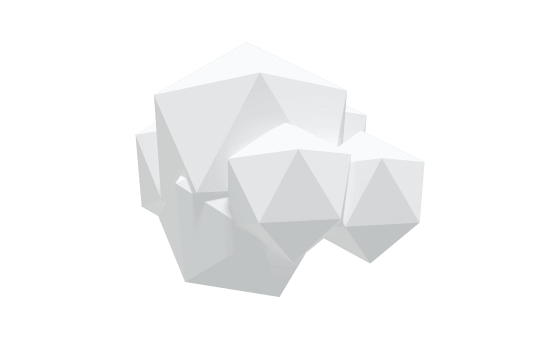 Geometric White Shapes Cluster on Transparent Background