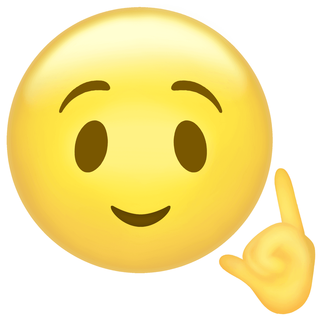 3D Smiling Emoji Raising Hand with Finger Pointing Gesture Transparent