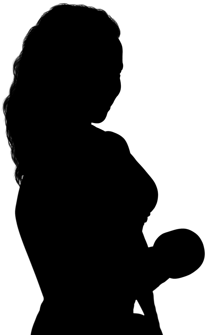 Silhouette of Woman Training with Dumbbell on Transparent Background