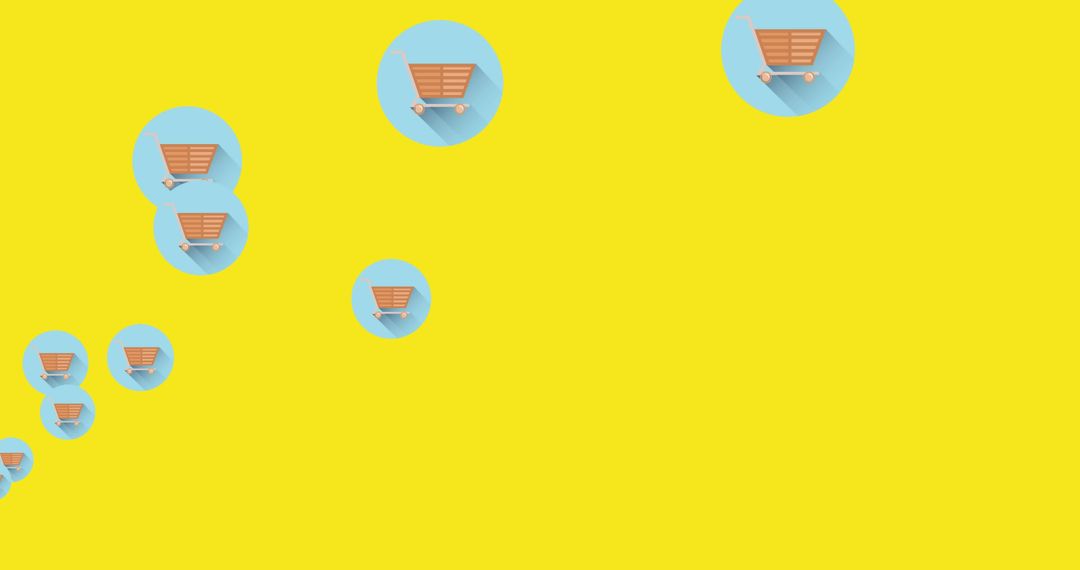Shopping cart icons over bold yellow background