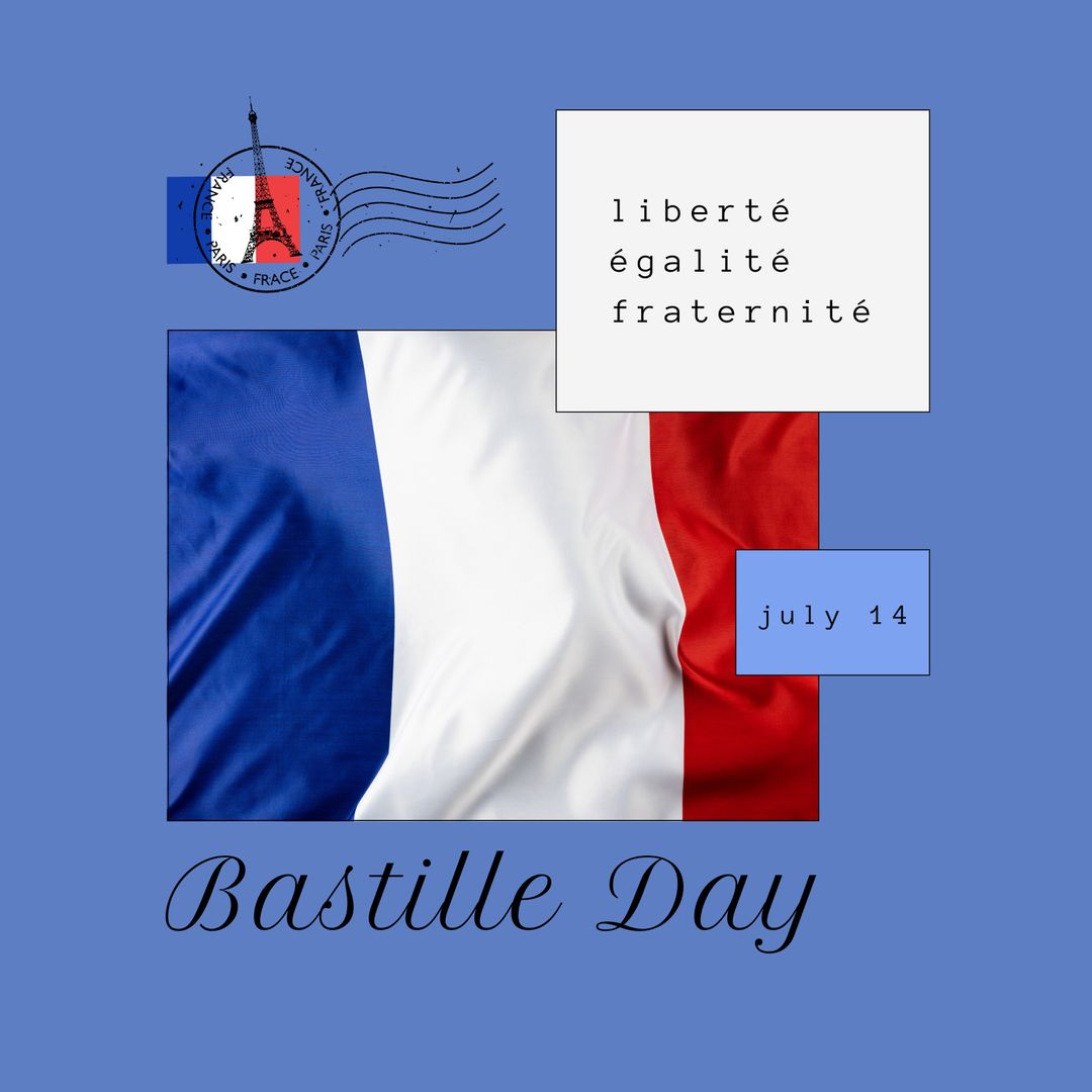 Bastille Day Celebration with French Flag and Eiffel Tower