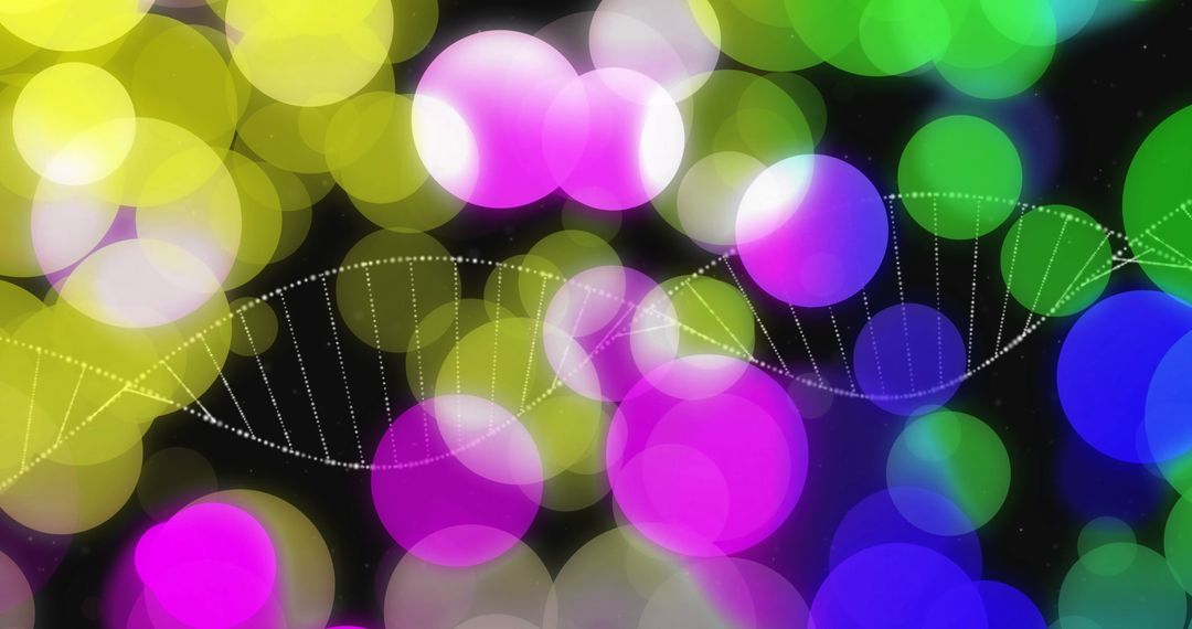 Colorful Abstract DNA Helix with Bokeh Background