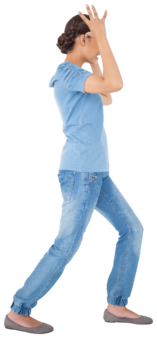 Furious Hispanic Woman Expressing Emotion on Transparent Background
