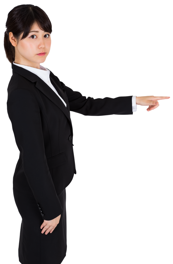 Transparent Image of Serious Asian Businesswoman Pointing - Download Free Stock Images Pikwizard.com