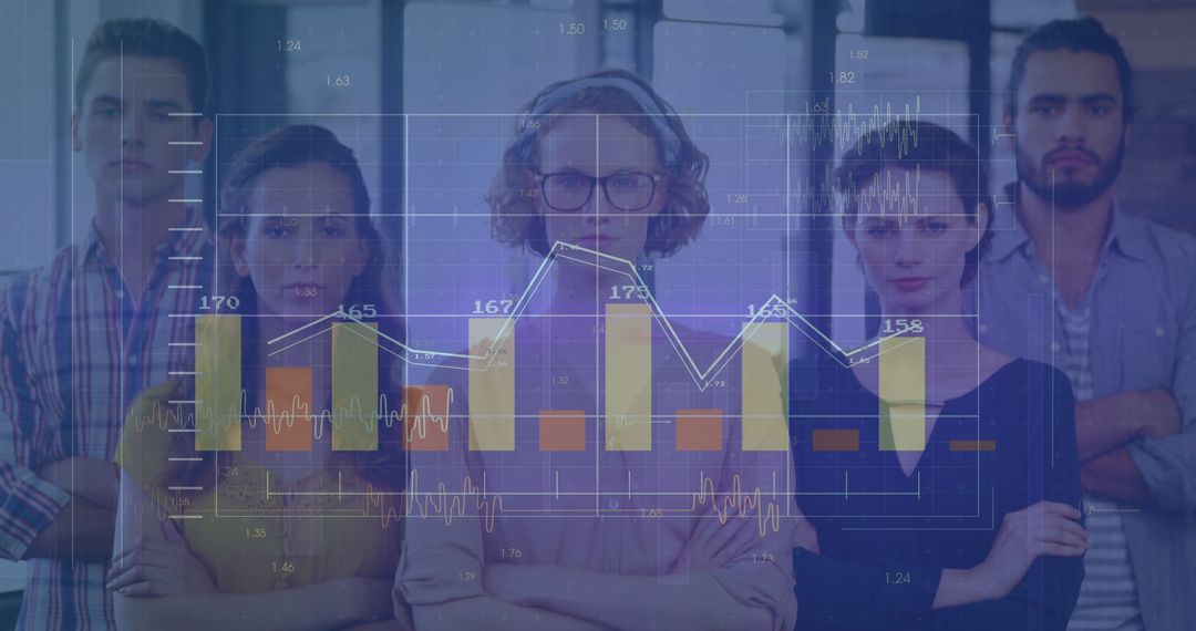 Team Analyzing Data Visualization Charts in Office Environment