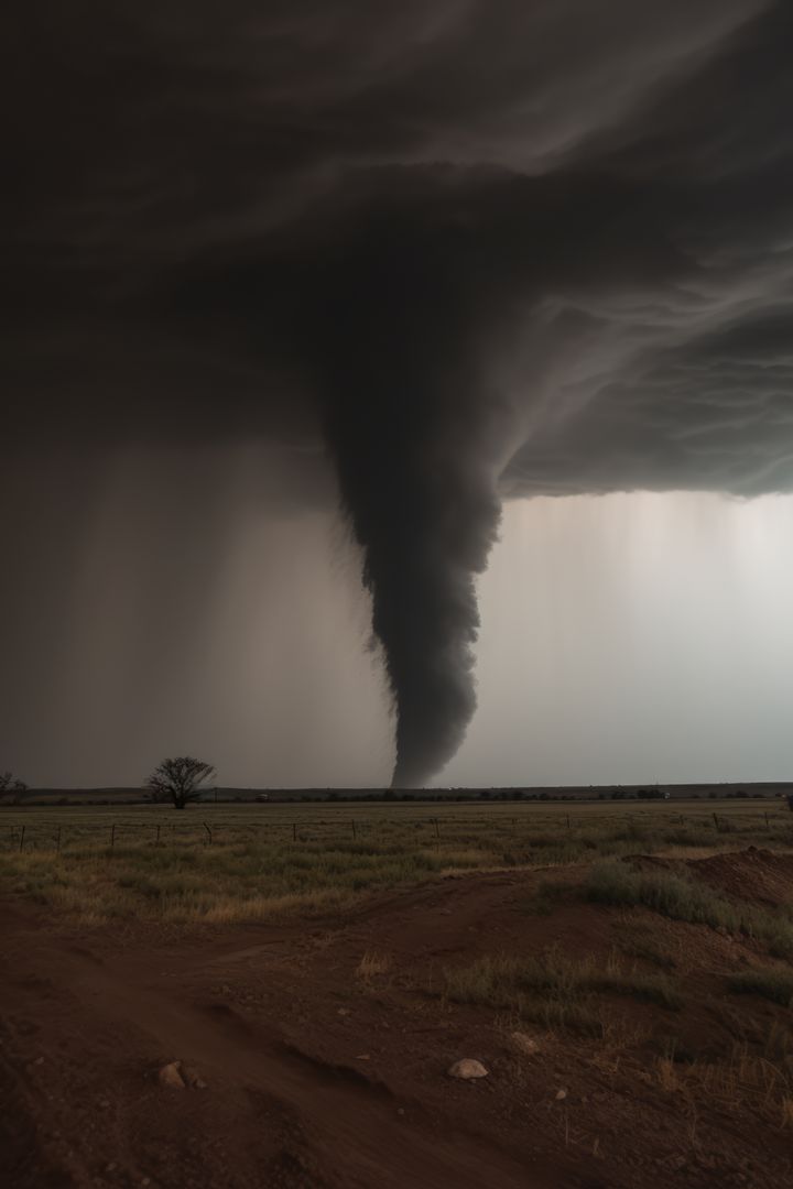 Huge tornado swirling over field, created using generative ai technology - Free Images, Stock Photos and Pictures on Pikwizard.com