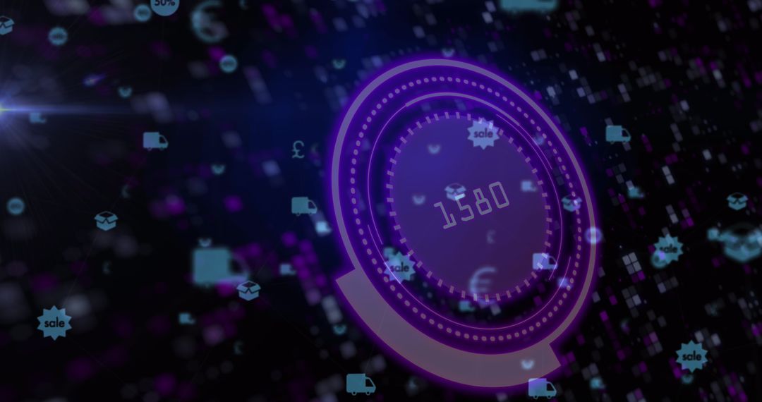 Futuristic Digital Interface with Scanning Scope and Icons