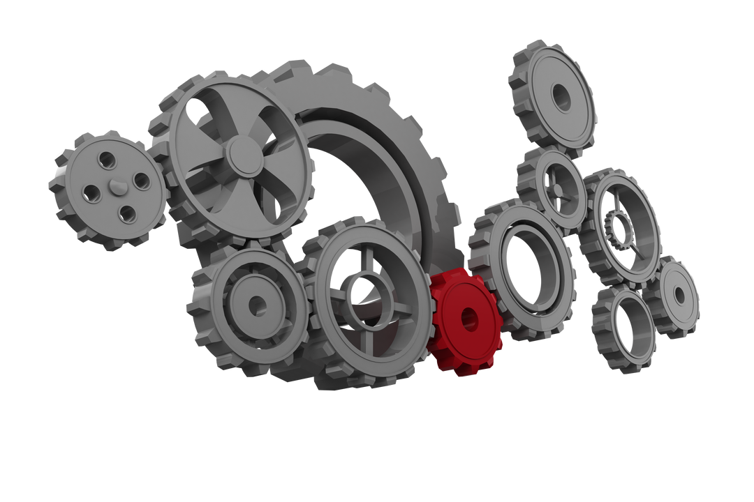 Grey and Red Cogs Illustrating Workflow on Transparent Background - Download Free Stock Images Pikwizard.com