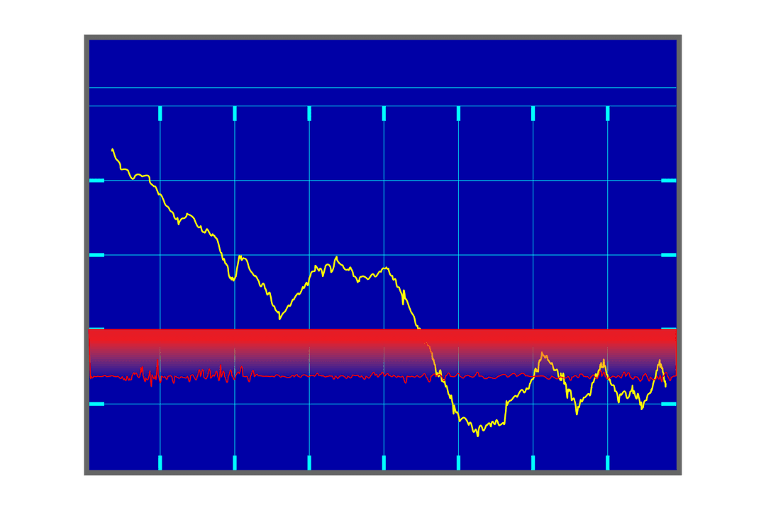 Transparent Data Presentation with Blue Screen and Yellow Line Chart