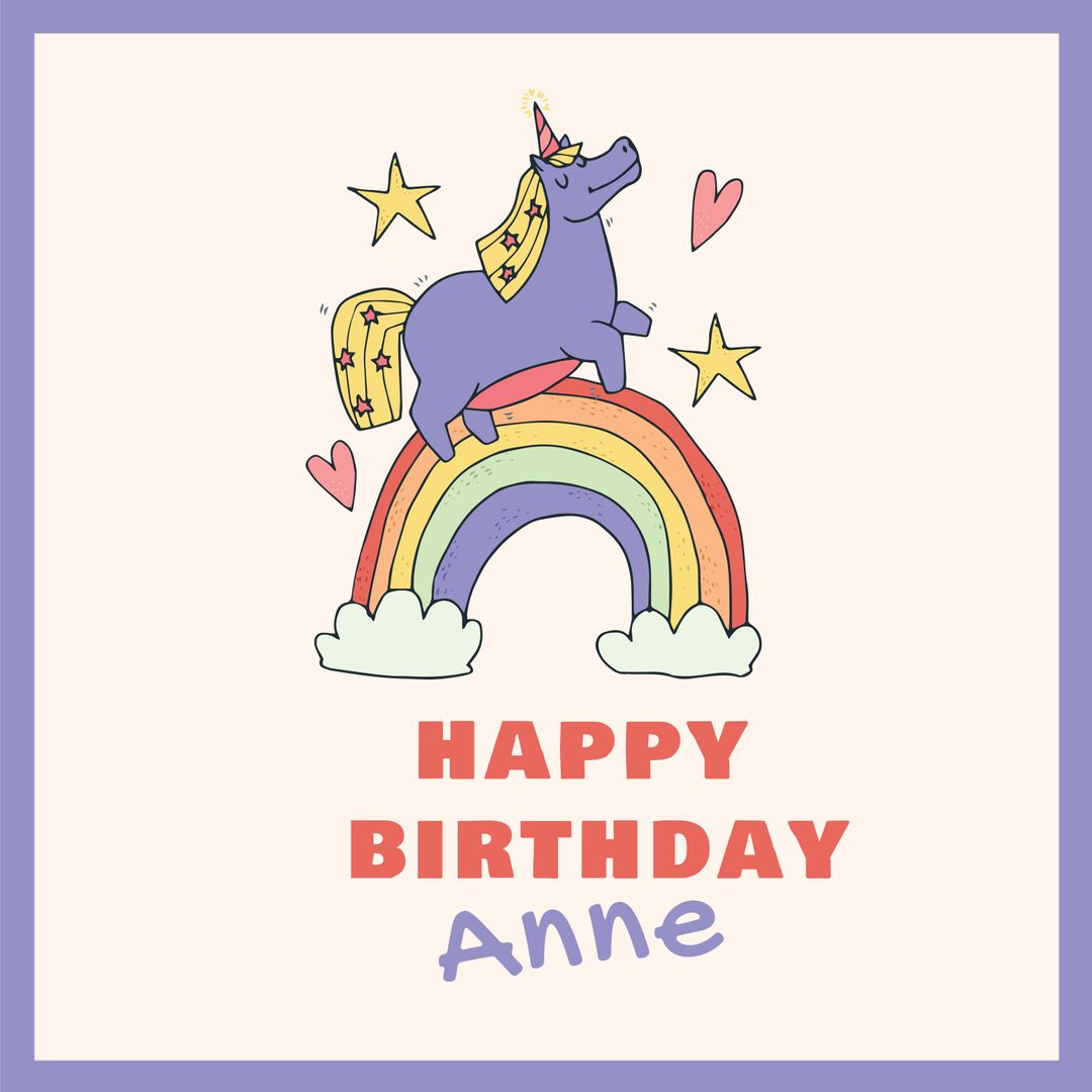 Cute Unicorn and Rainbow Birthday Card Illustration - Download Free Stock Templates Pikwizard.com