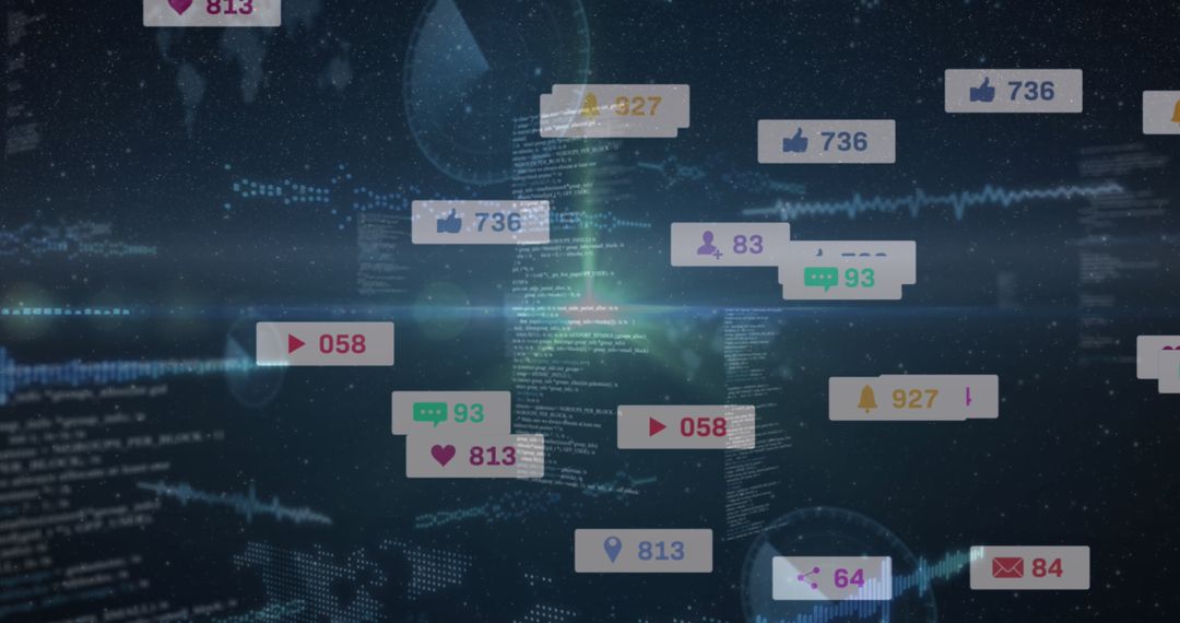 Digital Data Process with Social Media Interface Banners