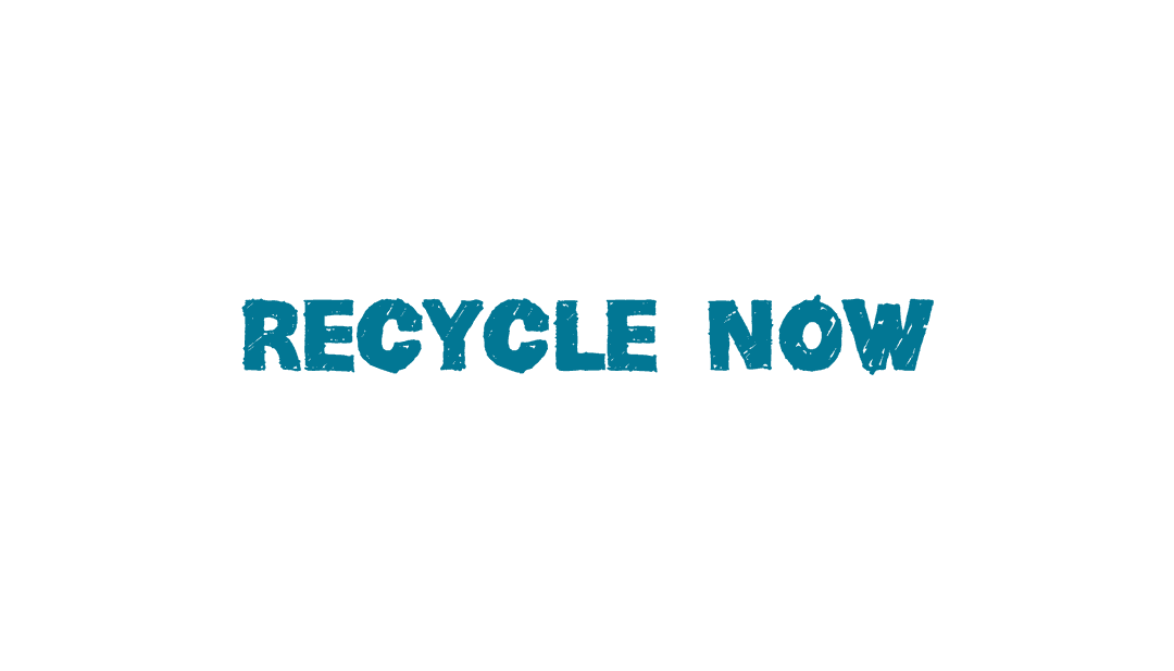 Blue Transparent Text 'Recycle Now' Promoting Environmental Awareness