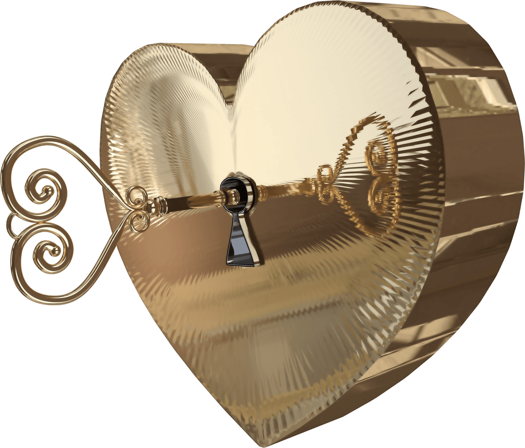Transparent Golden Heart Box with Key for Valentine's Day Concept