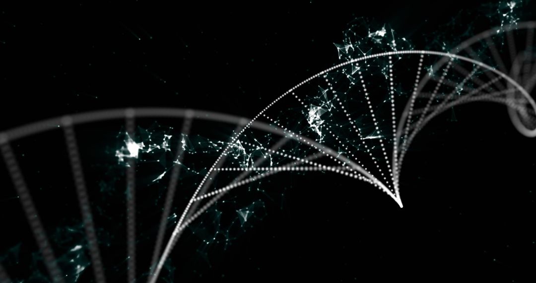 Spinning Digital DNA Structure with Futuristic Background