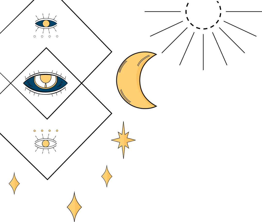 Mystical Geometric Design with Celestial Elements on Transparent Background