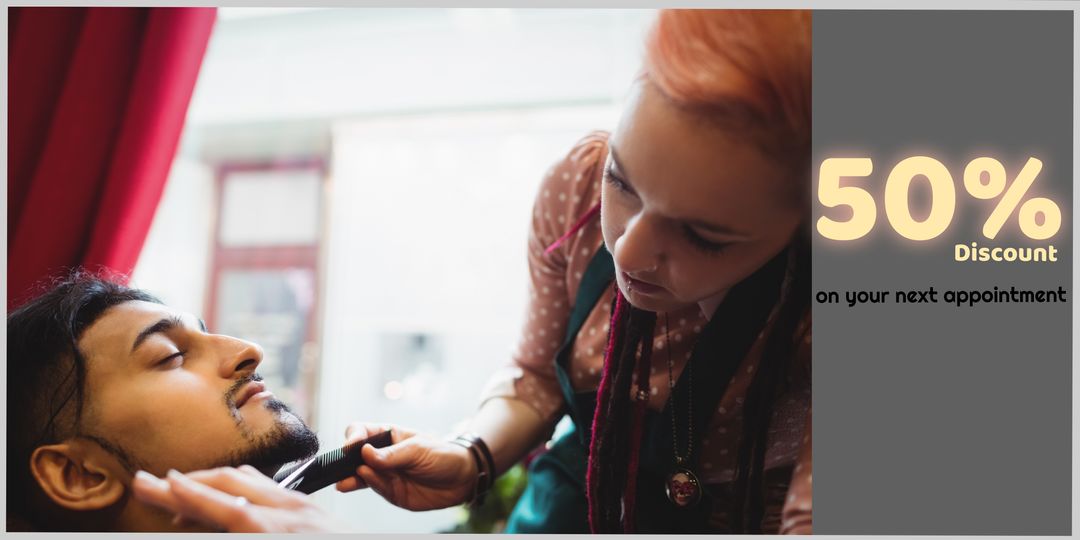 Barbershop Discount Offer with Customer Getting Shave